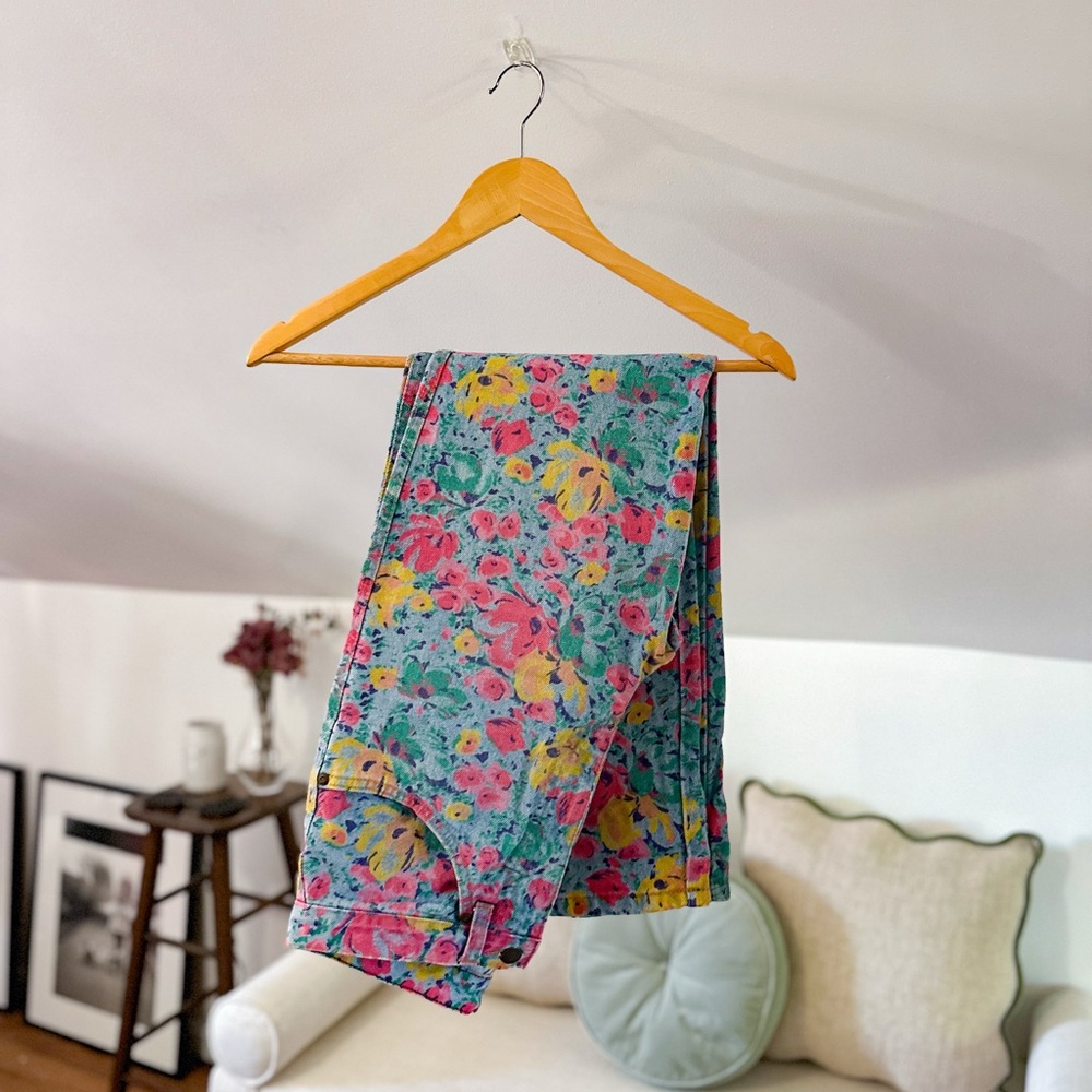 Vintage Benetton Floral Jeans | Made in Italy | 90s Y2K Statement Denim